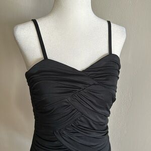 NWT H&M Black Ruched Bodycon Strappy Mini Dress - Size XS